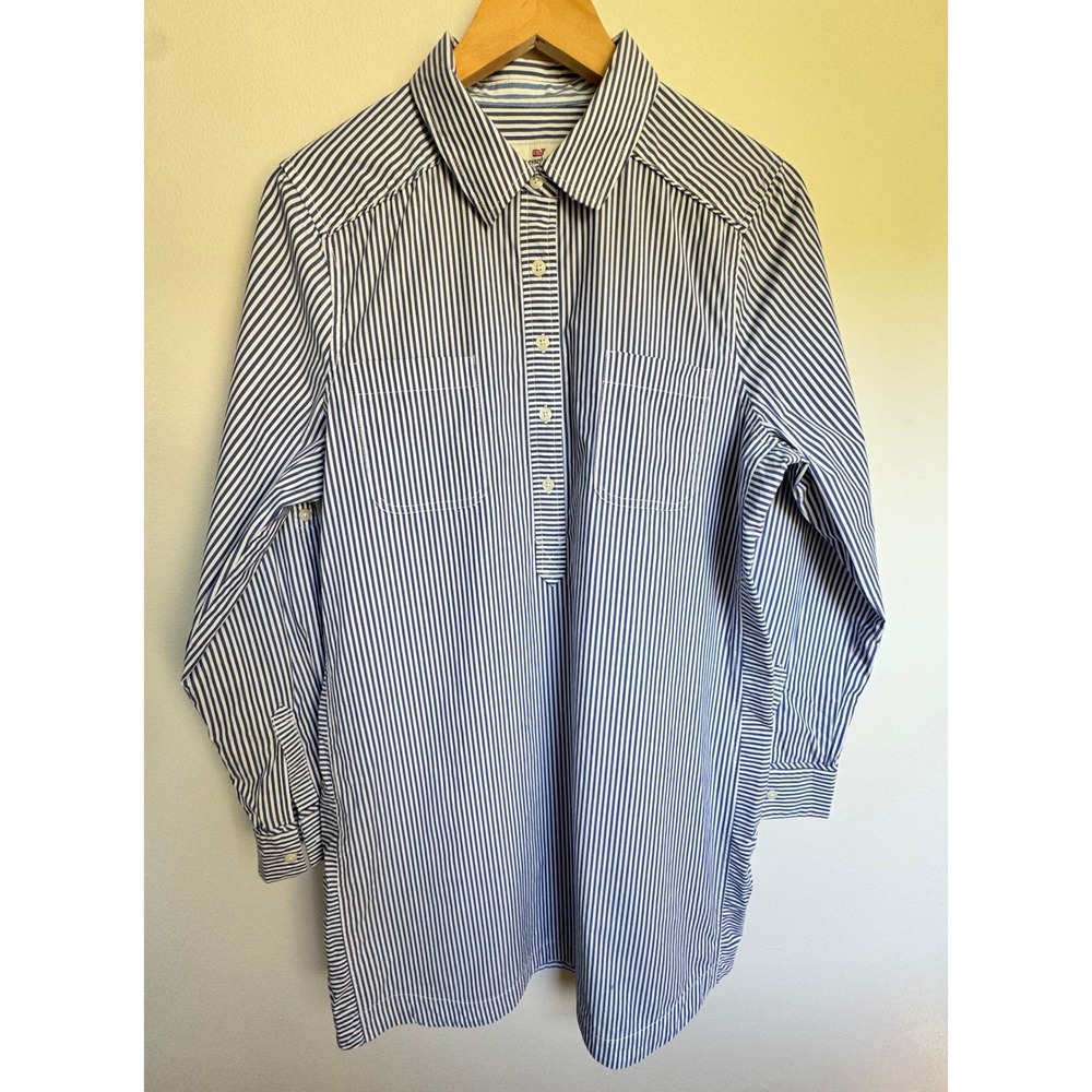 Vineyard Vines Blue White Striped Popover Shirt Women's Size 12 Preppy